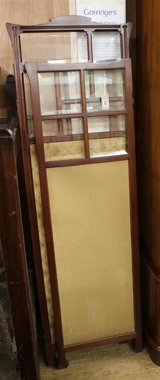 An Edwardian mahogany and part glazed three fold draught screen H.164cm